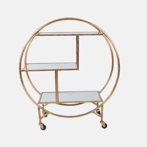 Mirrored Bar Trolley - Gold