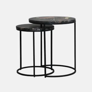Side Tables: Monaco Marble Nest Side Tables - Pebble
