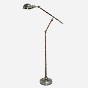 Wood & Pewter Adjustable Floor Lamp
