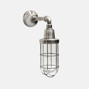 Wall Lights: Caged Pewter Wall Light IP54 Rated
