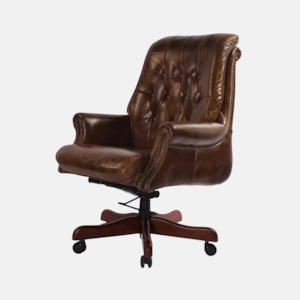 Office Seating: Bankers Leather Chair - Brown