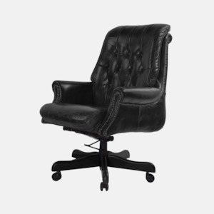 Office Seating: Bankers Leather Chair - Black