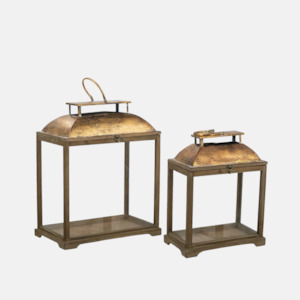 Decor: Set of Two Gold Lanterns
