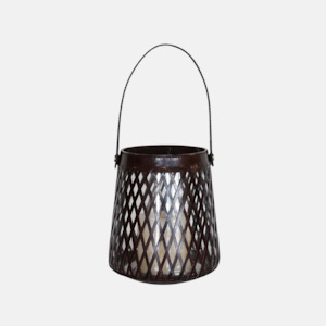Decor: Woven Leather & Glass Hurricane