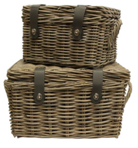 Baskets: Grove Rattan Hamper Baskets (Set of 2)