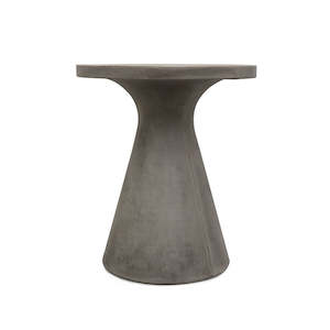 Outdoor Tables: Corfu Pedestal Dining Table - Grey Concrete