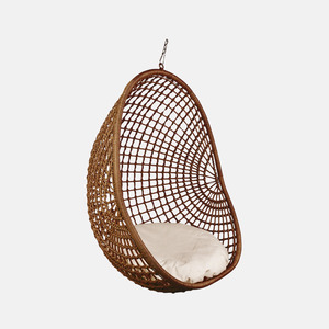 Furniture: Hanging Pod Chair - Dark Natural Check