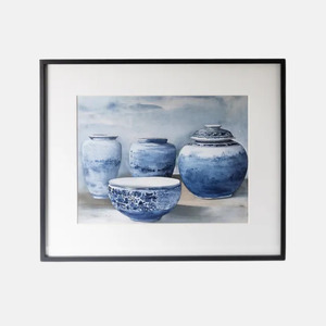 Blue Chinoiserie Vases Wall Art Small