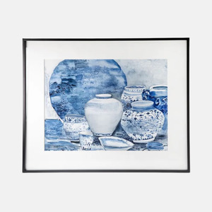 Wall Art 1: Blue Chinoiserie with Plate Wall Art Large