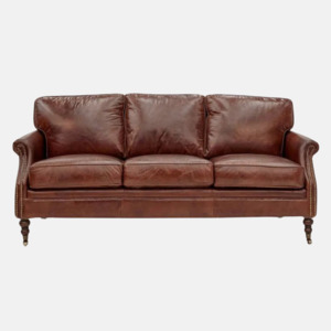 Lancaster Leather 3 Seater Sofa - Vintage Cigar