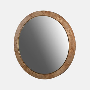 Living Room: BURL WALNUT ROUND MIRROR