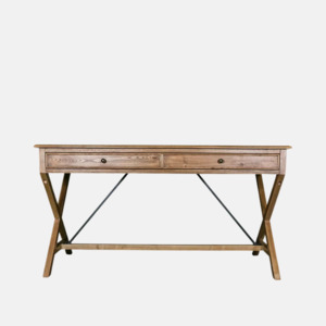 Desks: Cross Leg Oak Desk