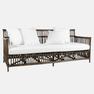 Living Room: Bermuda 3 Seater Sofa - Walnut Rattan