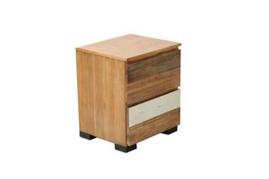 Chests & Dressers: LEAMAN 2-Drawer Solid Acacia Wood Bedside Table