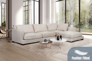 Sale: LONDON Feather-Filled Sectional Fabric Sofa