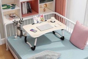 KUMLA Folding Laptop Table with Trays (Maple Color)