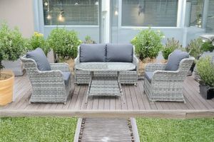Outdoor: BARCELONA Outdoor Aluminum Frame 4PCS Wicker Sofa Set