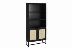 SAILOR 168x80cm Bookshelf with Rattan Design (Black)