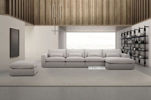 Sectional Sofas: SIGNATURE Modular Fabric Sofa Range - Dust, Water & Oil Resistant (Light Grey)