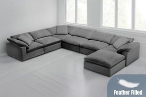 Sectional Sofas: FEATHERSTONE Feather Filled Modular Sofa Range Oil, Water & Dust Resistant Fabric