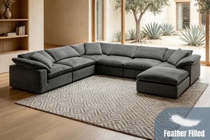Sectional Sofas: FEATHERSTONE Feather Filled Modular Sofa Range Oil, Water & Dust Resistant Fabric