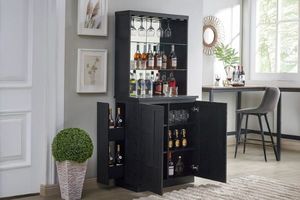Buffets/Sideboards: GRAMER Home Bar Buffet & Hutch (Black)