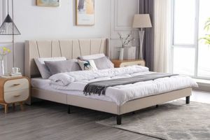 ALASKA Fabric Bed Frame in Single/Double/Queen/Eastern King Size (Beige)