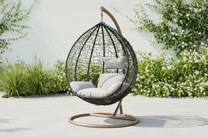 ALBURY Rattan Outdoor Hanging Egg Chair (Black)