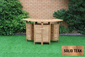 BALI Solid Teak Wood Extendable Outdoor Bar Table