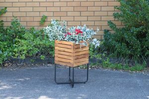 BISTRO Outdoor Square Wooden Pot/Planter with Steel Legs (32x32x60)