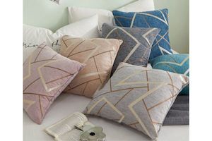 Homewares: COLOR STRIPED Chenille Cushion with Inner (45x45cm)