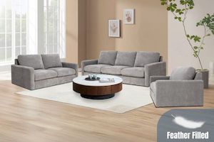 Sofa & Lounge Chairs: HUNTER 3.5/2.5/1.5 Seater Feather-Filled Fabric Sofa Range
