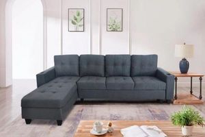 Sofa & Lounge Chairs: KLARA Reversible Chaise Sectional Sofa (Dark Grey)