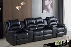 Sofa & Lounge Chairs: DANISH Home Theatre Air Leather Sofa (Black)