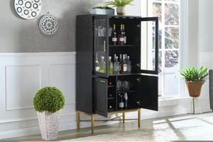 Wine Racks & Cabinets: WILLA Dry Bar Cabinet (Black & Gold)