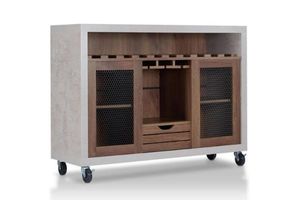 Wine Racks & Cabinets: RALYNA Wine Cabinet / Kitchen Island (Brown)