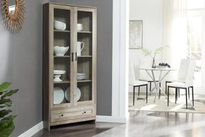 OTLEY Accent Corner Display Cabinet (Grey)