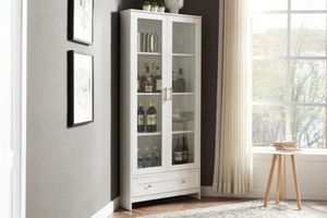 OTLEY Accent Corner Display Cabinet (White)