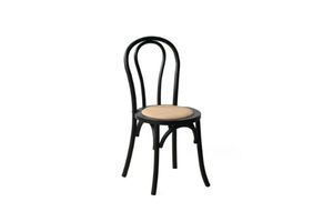 RAYMON Solid Beech Dining Chair with Rattan Seat (Black)