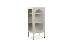 Living: STARK Steel Frame 100x45cm 1-Arched Door Glass Display Cabinet (Cream)