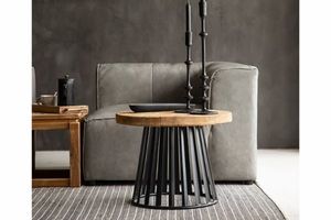 Living: CARL D60 Reclaimed Pine Wood Round Side Table
