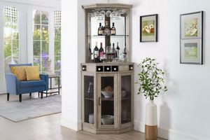 HAAKEN Corner Bar Buffet & Hutch (Grey)