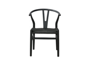 Dining: WISHBONE Solid Wood Y Replica Chair (Black) - 53x50x79
