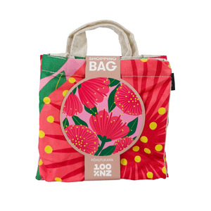 Botanical: 100% NZ Shopping Bag Bright Botanical Pink Pōhutukawa