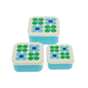 Lunchboxes: Rex London Snack Box Blue And Green Daisy