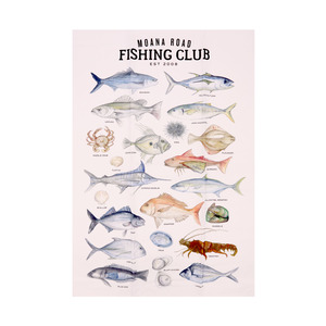 Moana Rd: Moana Road Tea Towel Fishing Club