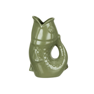 Planters And Vases: Emporium Ceramic Fish Hydra Vase Green