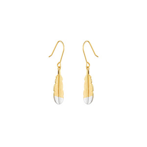 Earrings: Little Taonga Earrings Huia Feather Gold with Silver Tip