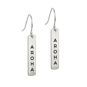 Little Taonga Earrings Te Reo Aroha Silver