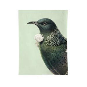 Tea Towels 1: 100% NZ Tea Towel Hushed Green Tūī